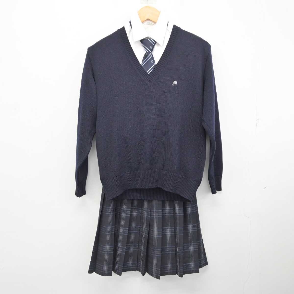 【中古】東京都 目黒学院高等学校 女子制服 5点 (ブレザー・ニット・シャツ・スカート) sf079047