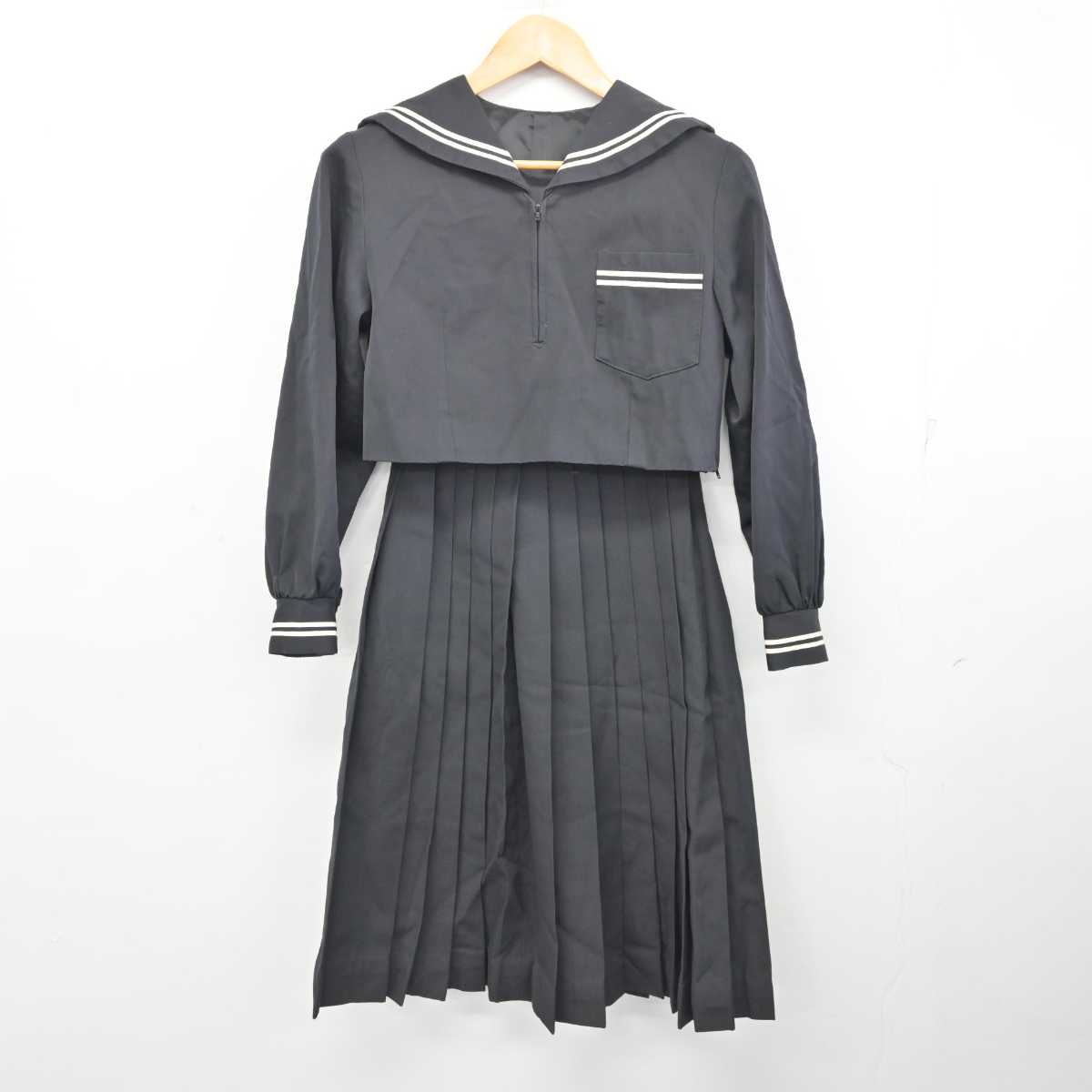 【中古】京都府 宮津高等学校 女子制服 2点 (セーラー服・スカート) sf079094