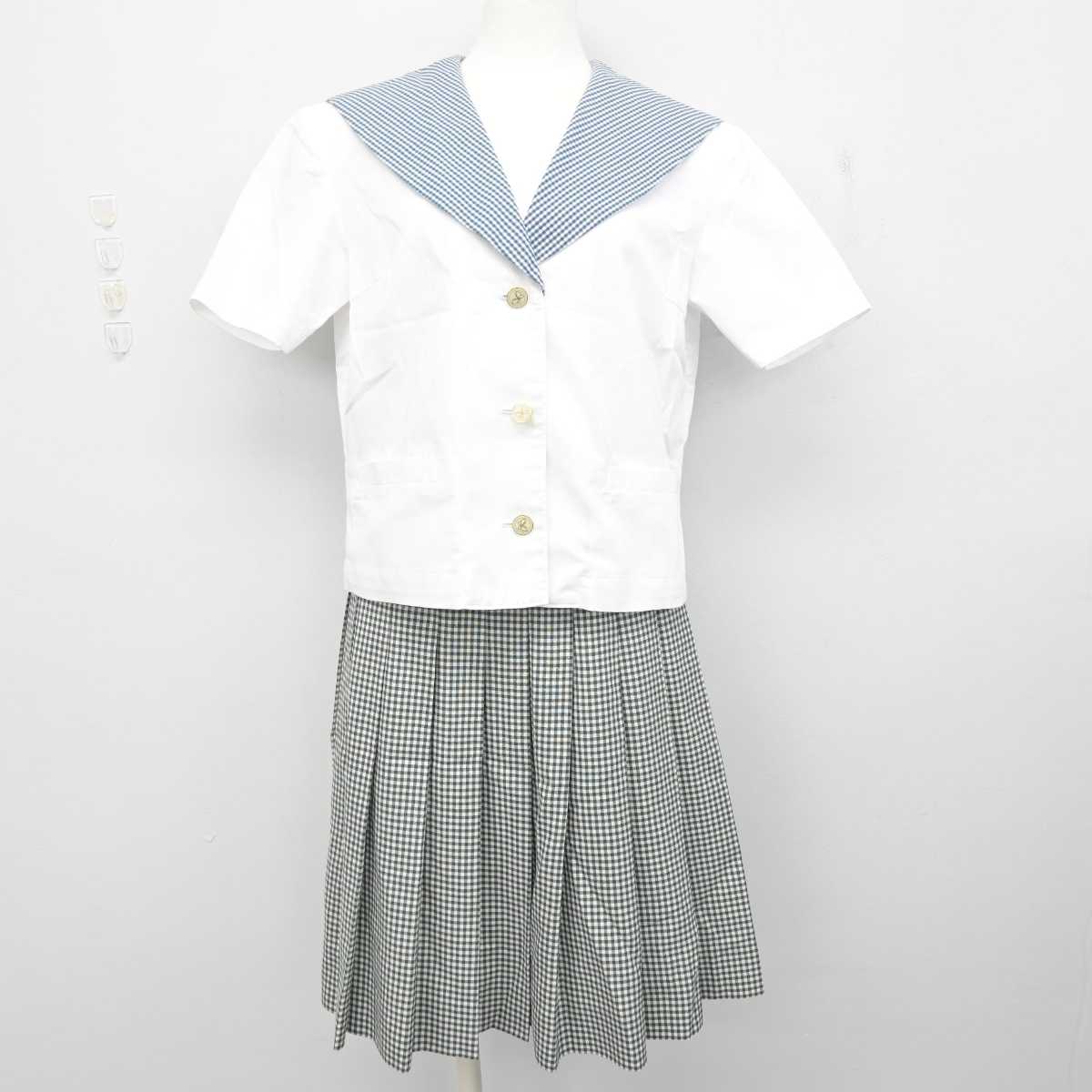 【中古】岡山県  就実高等学校 女子制服 2点 (セーラー服・スカート) sf079126