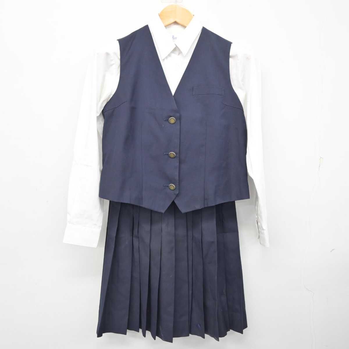 【中古】埼玉県 大宮高等学校 女子制服 3点 (ベスト・シャツ・スカート) sf079140