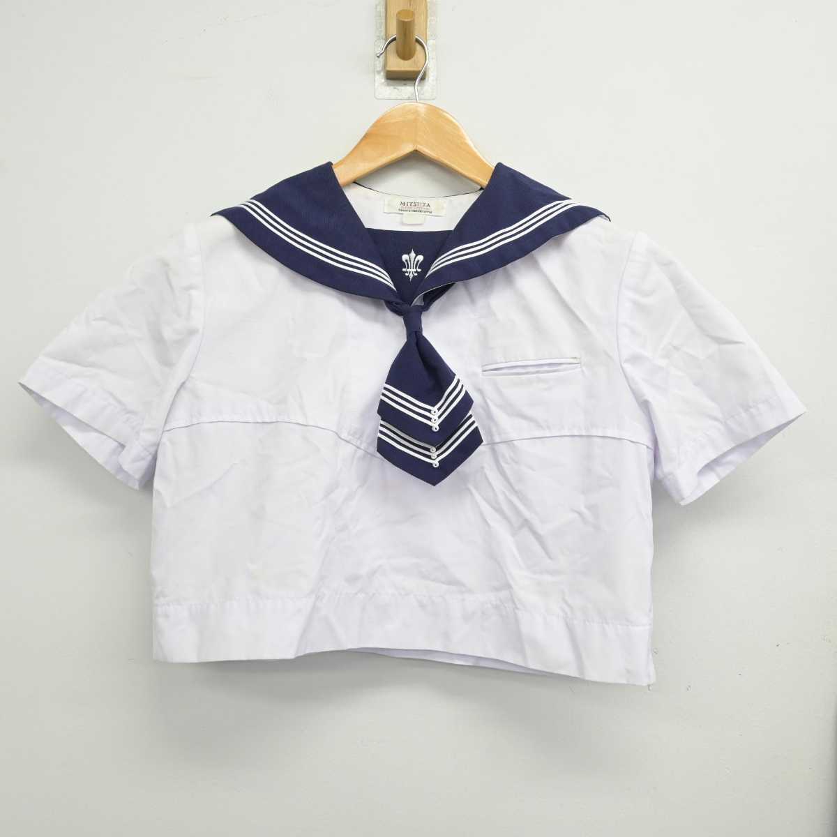 【中古】熊本県 八代白百合学園高等学校 女子制服 3点 (セーラー服・スカート) sf079168