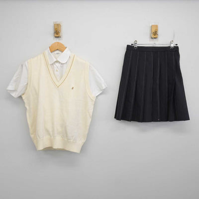 【中古】大阪府 住吉商業高等学校 女子制服 3点 (ニットベスト・シャツ・スカート) sf079222