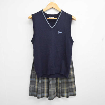 【中古】東京都 拓殖大学第一高等学校 女子制服 2点 (ニットベスト・スカート) sf079230