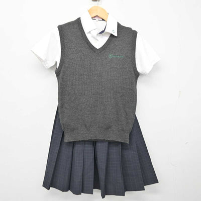 【中古】大阪府 盾津中学校 女子制服 3点 (ニットベスト・シャツ・スカート) sf079271