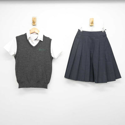 【中古】大阪府 盾津中学校 女子制服 3点 (ニットベスト・シャツ・スカート) sf079271