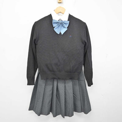 【中古】京都府 洛陽総合高等学校 女子制服 4点 (ニット・シャツ・スカート) sf079294