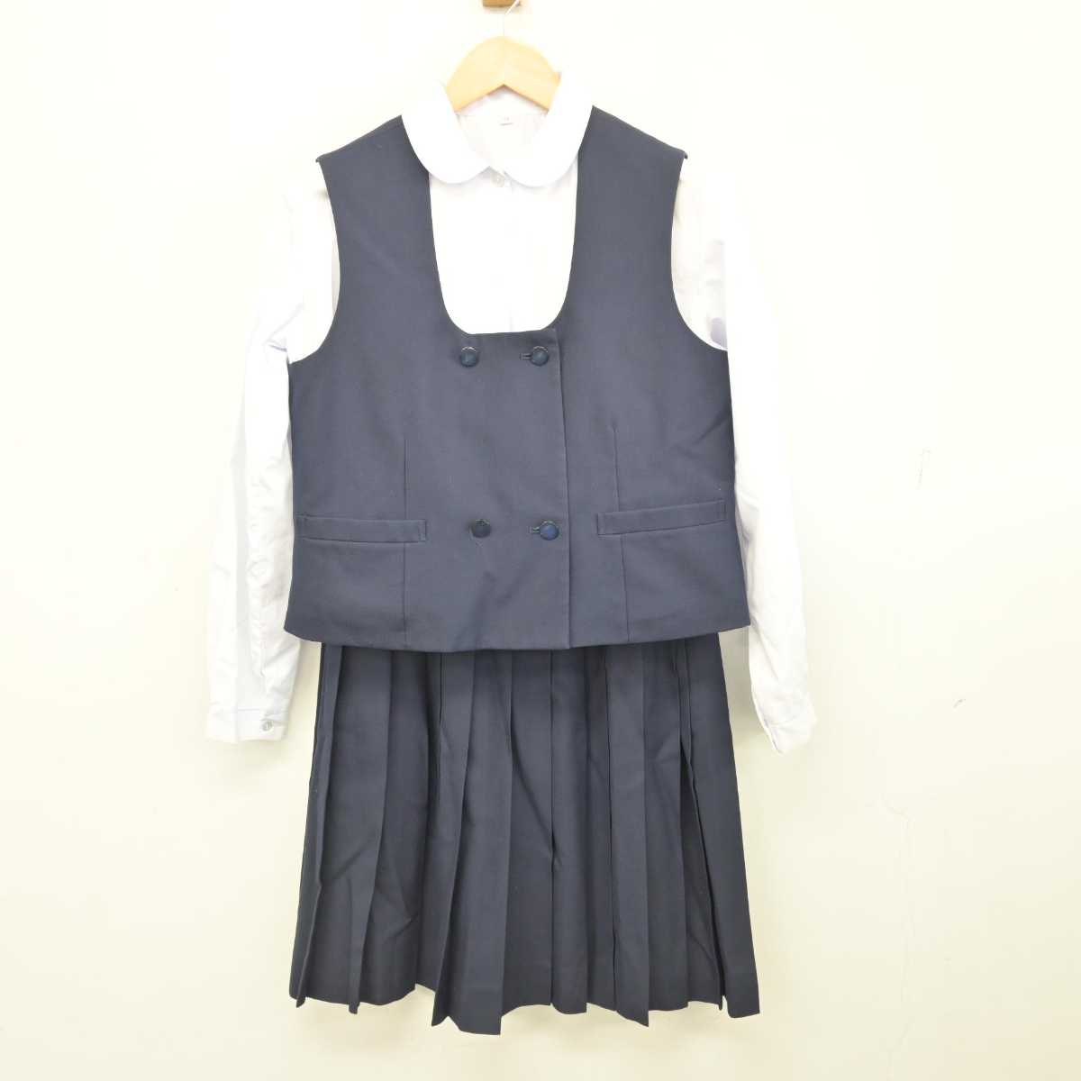 【中古】栃木県 雀宮中学校 女子制服 4点 (ブレザー・ベスト・シャツ・スカート) sf079411