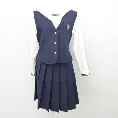 【中古】岡山県 就実高等学校 女子制服 7点 (ブレザー・ベスト・シャツ・スカート) sf079431