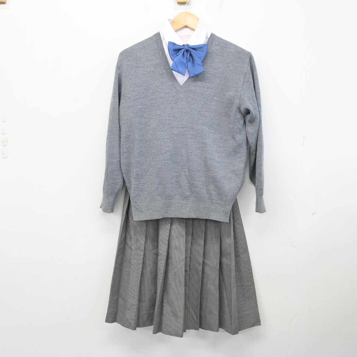 【中古】千葉県 臼井南中学校 女子制服 5点 (ブレザー・ニット・シャツ・スカート) sf079459