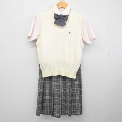 【中古】東京都 神田女学園中学校・高等学校 女子制服 4点 (ニットベスト・シャツ・スカート) sf079501