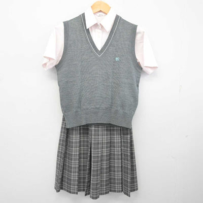 【中古】東京都 神田女学園中学校・高等学校 女子制服 3点 (ニットベスト・シャツ・スカート) sf079502