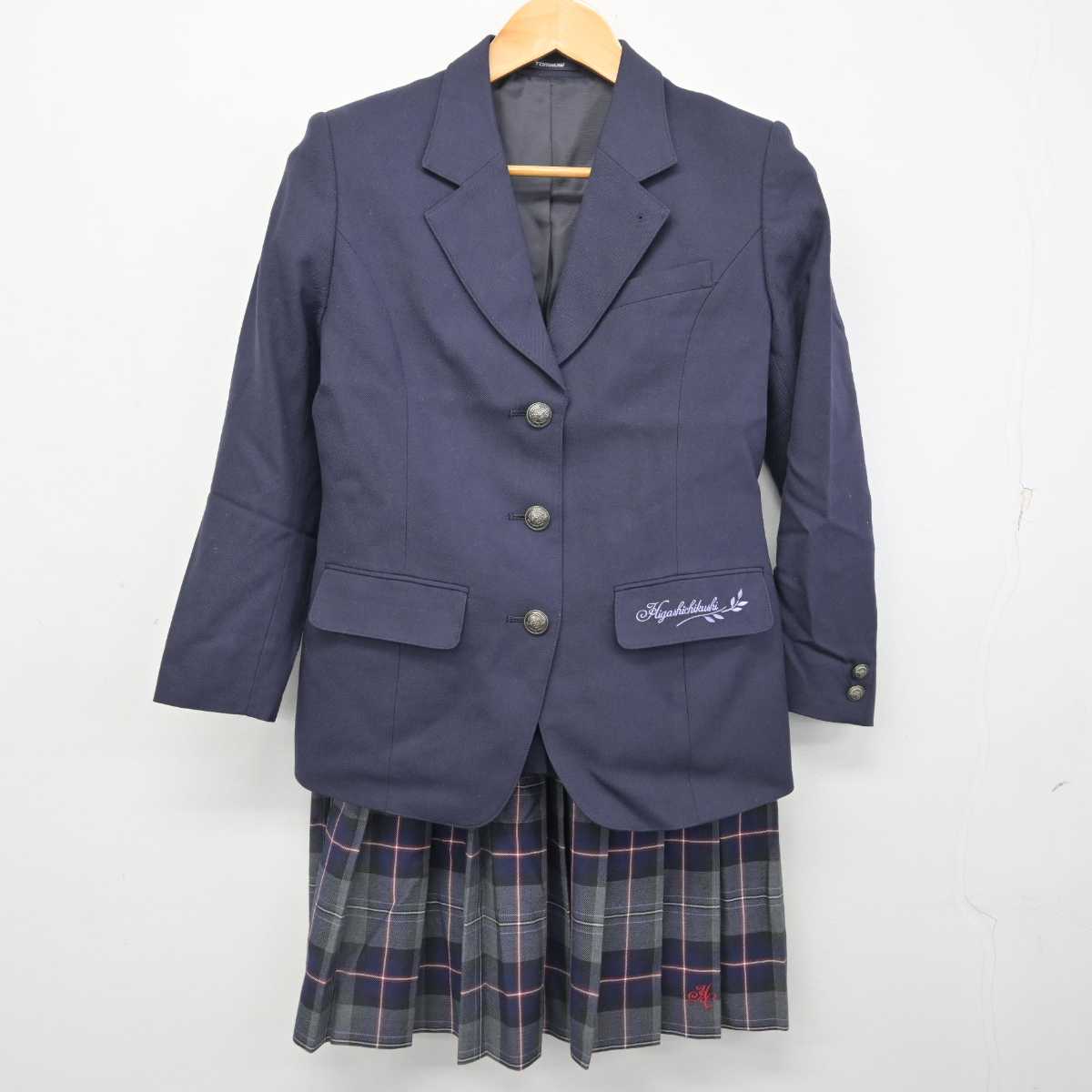 【中古】福岡県 東筑紫学園高等学校 女子制服 6点 (ブレザー・ニットベスト・スカート) sf079566