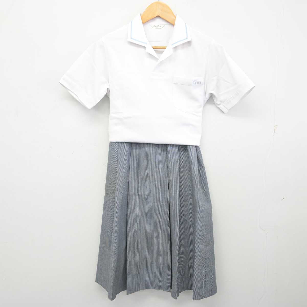 【中古】広島県 江波中学校 女子制服 3点 (シャツ・スカート) sf079572