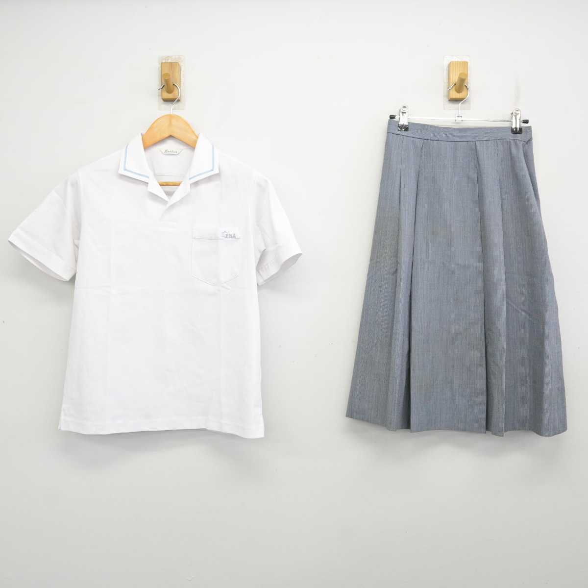 【中古】広島県 江波中学校 女子制服 3点 (シャツ・スカート) sf079572