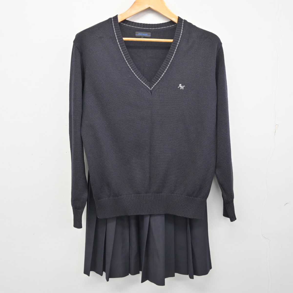 【中古】埼玉県 上尾高等学校 女子制服 5点 (ブレザー・ニット・スカート) sf079577