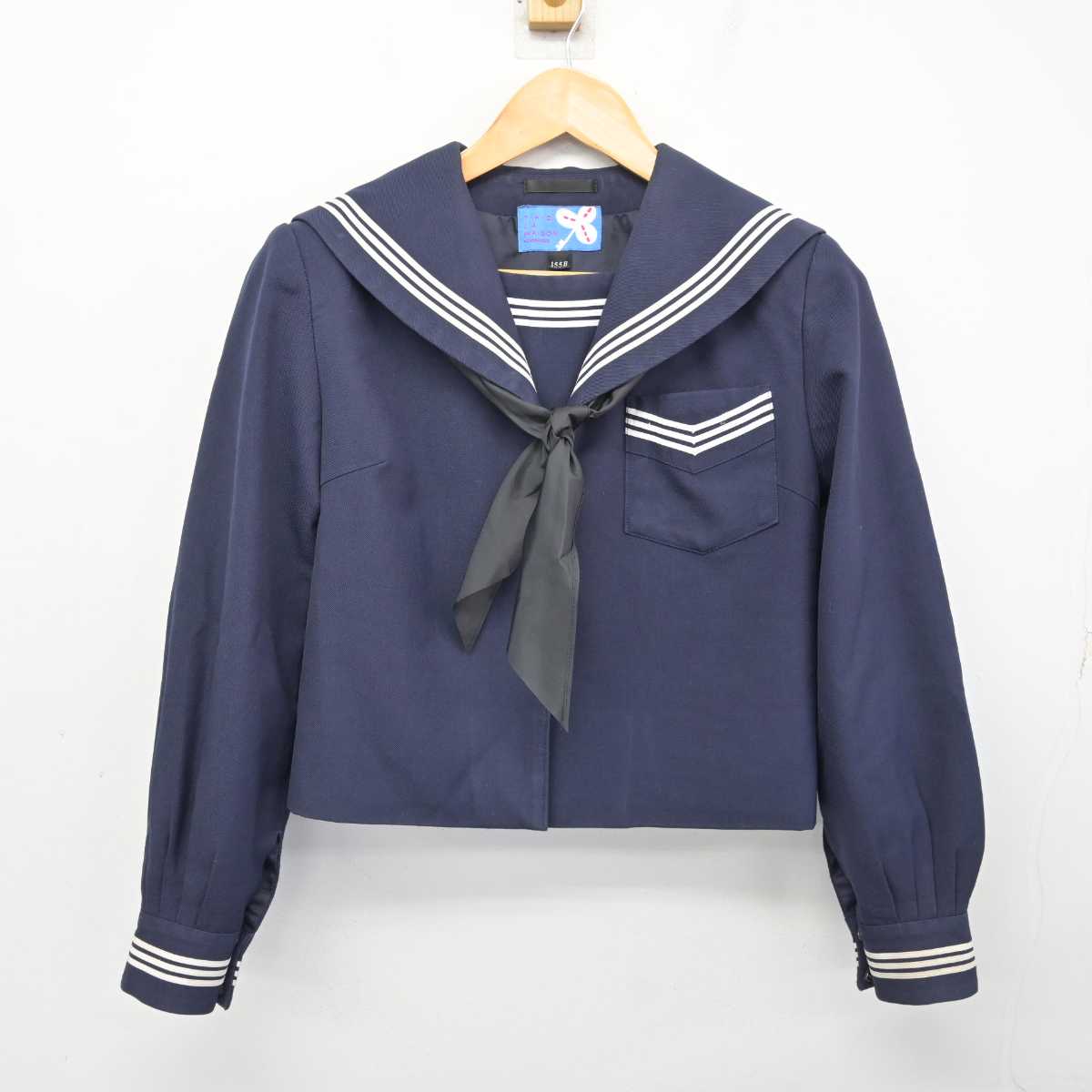 【中古】鹿児島県 鹿屋市立田崎中学校 女子制服 3点 (セーラー服・ジャンパースカート) sf079631