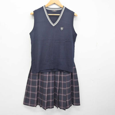 【中古】広島県 清水ヶ丘高等学校 女子制服 3点 (ニット・ニットベスト・スカート) sf079695