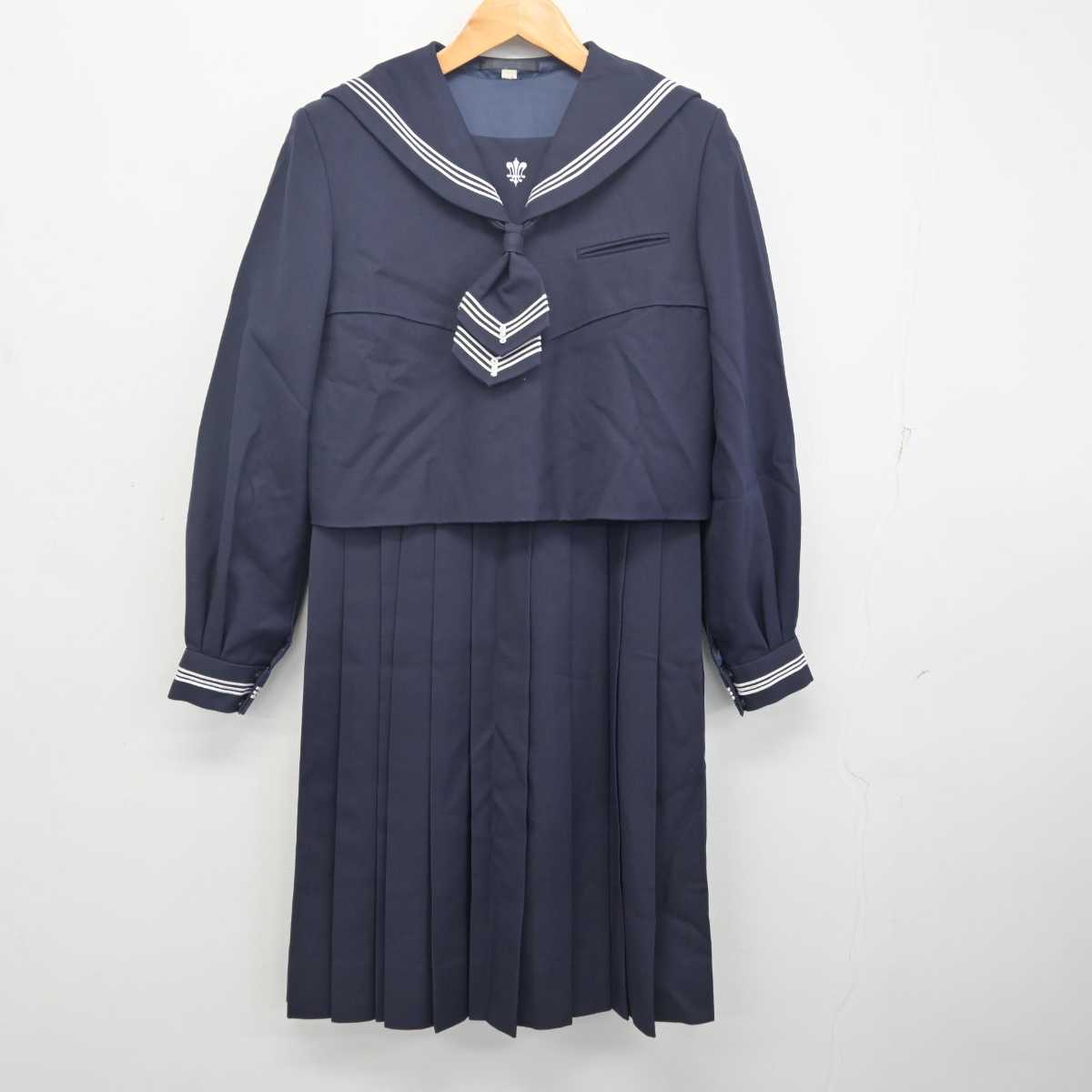 【中古】熊本県 八代白百合学園高等学校 女子制服 3点 (セーラー服・ジャンパースカート) sf079711