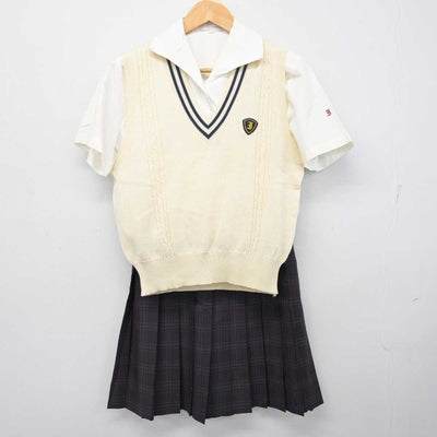 【中古】愛知県 岩倉総合高等学校 女子制服 3点 (ニットベスト・シャツ・スカート) sf079814