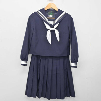 【中古】広島県 比治山女子高等学校 女子制服 4点 (セーラー服・ニット・スカート) sf080029