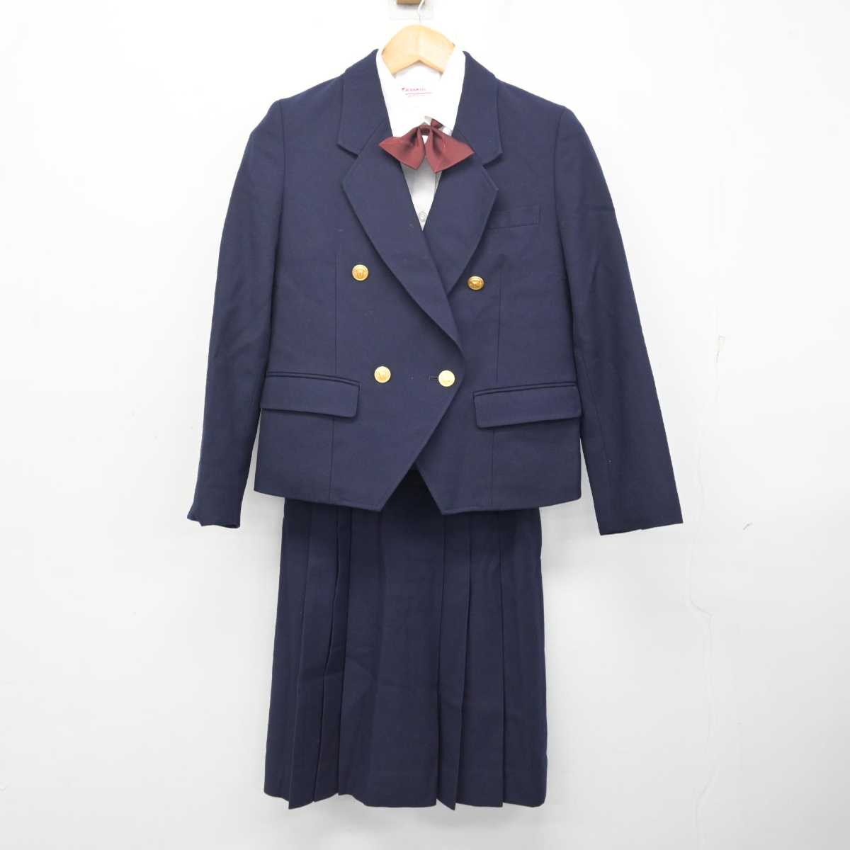 【中古】香川県 高松商業高等学校 女子制服 6点 (ブレザー・ベスト・シャツ・スカート) sf080069