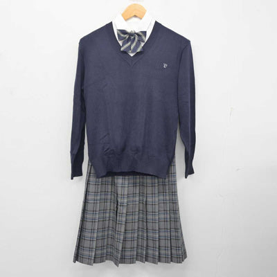 【中古】東京都 鷹南学園 三鷹市立第五中学校 女子制服 5点 (ブレザー・ニット・シャツ・スカート) sf080074