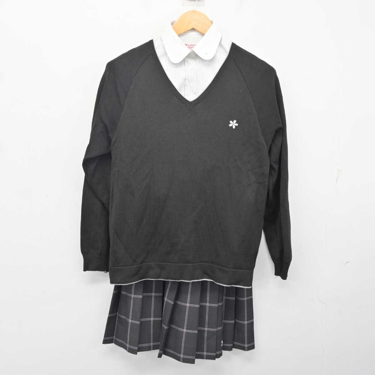 【中古】鹿児島県 明桜館高等学校 女子制服 6点 (ブレザー・ニット・シャツ・スカート) sf080304