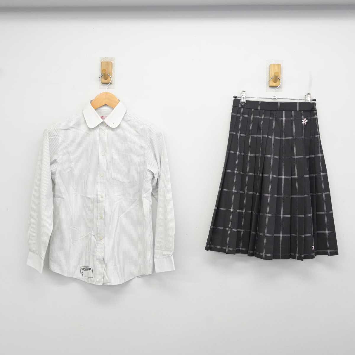 【中古】鹿児島県 明桜館高等学校 女子制服 6点 (ブレザー・ニット・シャツ・スカート) sf080304