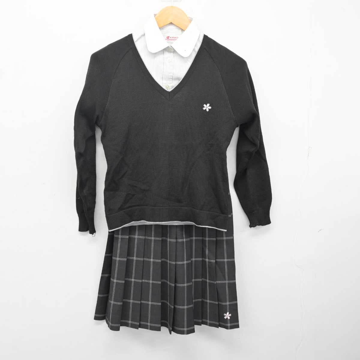 【中古】鹿児島県 明桜館高等学校 女子制服 7点 (ブレザー・ニット・シャツ・スカート) sf080305