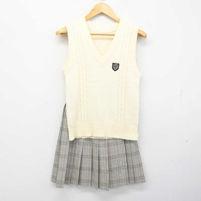 【中古】富山県 富山北部高等学校 女子制服 2点 (ニットベスト・スカート) sf080313