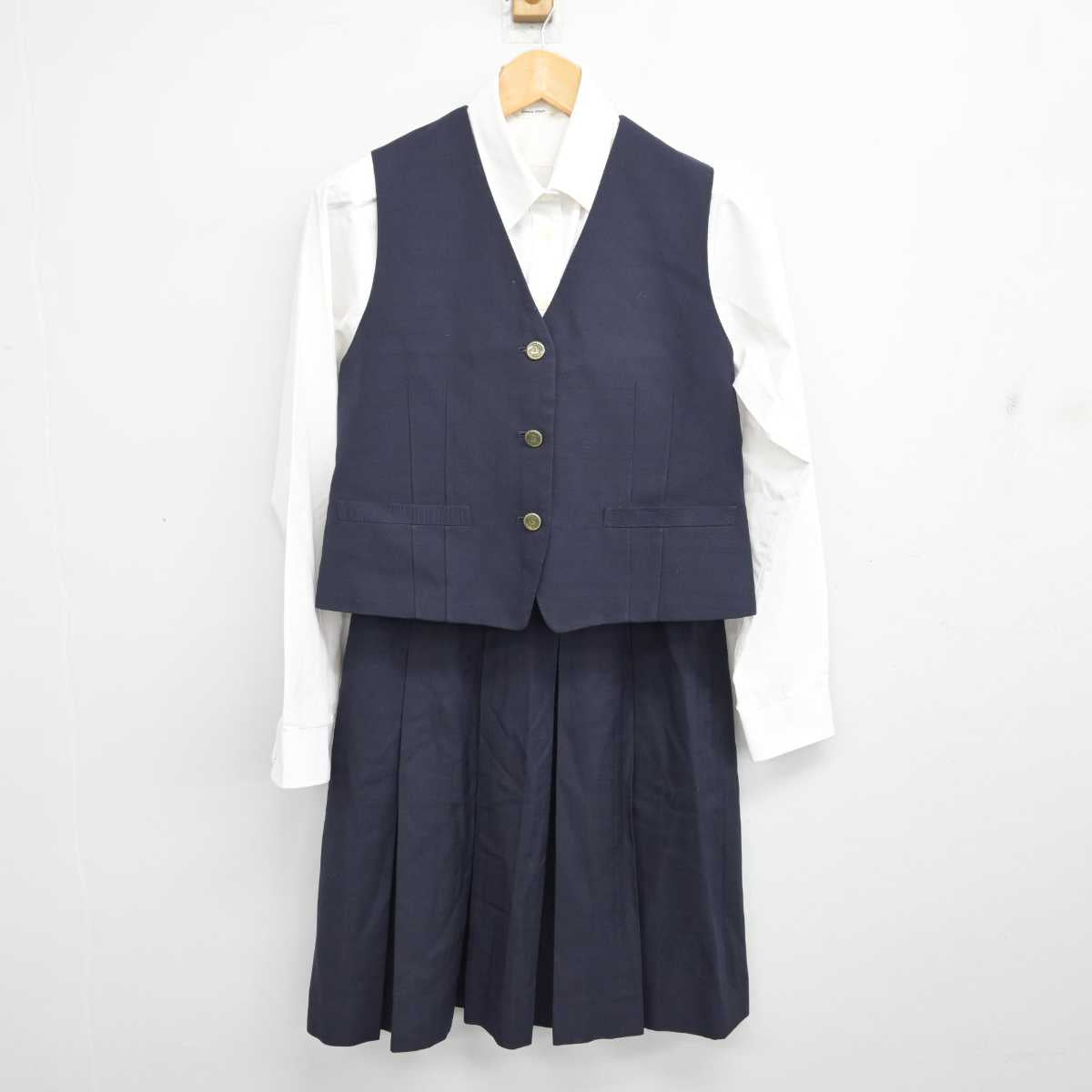 【中古】栃木県  文星芸術大学附属中学校・高等学校 女子制服 5点 (ブレザー・ベスト・シャツ・スカート) sf080466