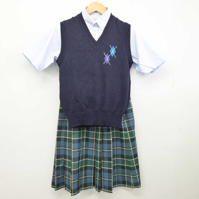 【中古】神奈川県 聖セシリア女子高等学校 女子制服 4点 (ニットベスト・シャツ・スカート) sf080569