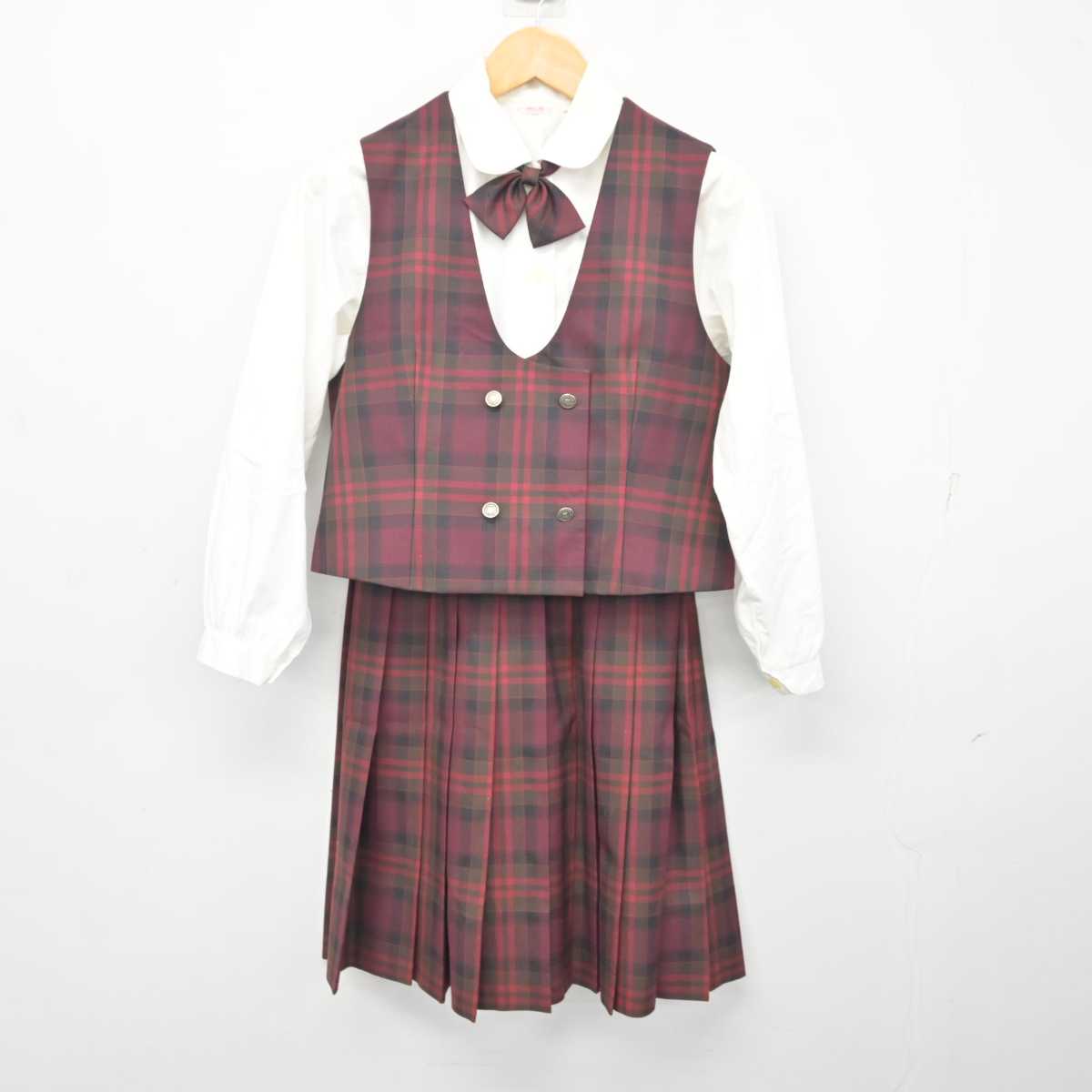 【中古】福岡県 高牟礼中学校 女子制服 5点 (ブレザー・ベスト・シャツ・スカート) sf080594