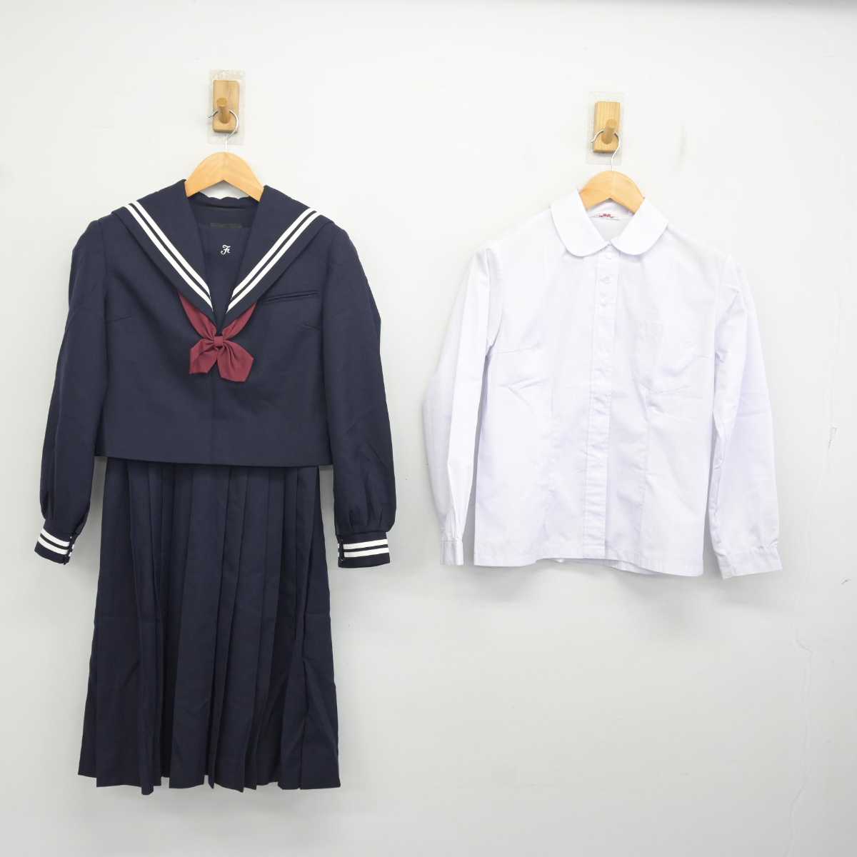 【中古】熊本県 二岡中学校 女子制服 4点 (セーラー服・シャツ・ジャンパースカート) sf080662