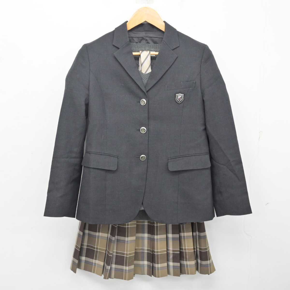 【中古】東京都 京華女子中学・高等学校 女子制服 4点 (ブレザー・ニット・スカート) sf080843