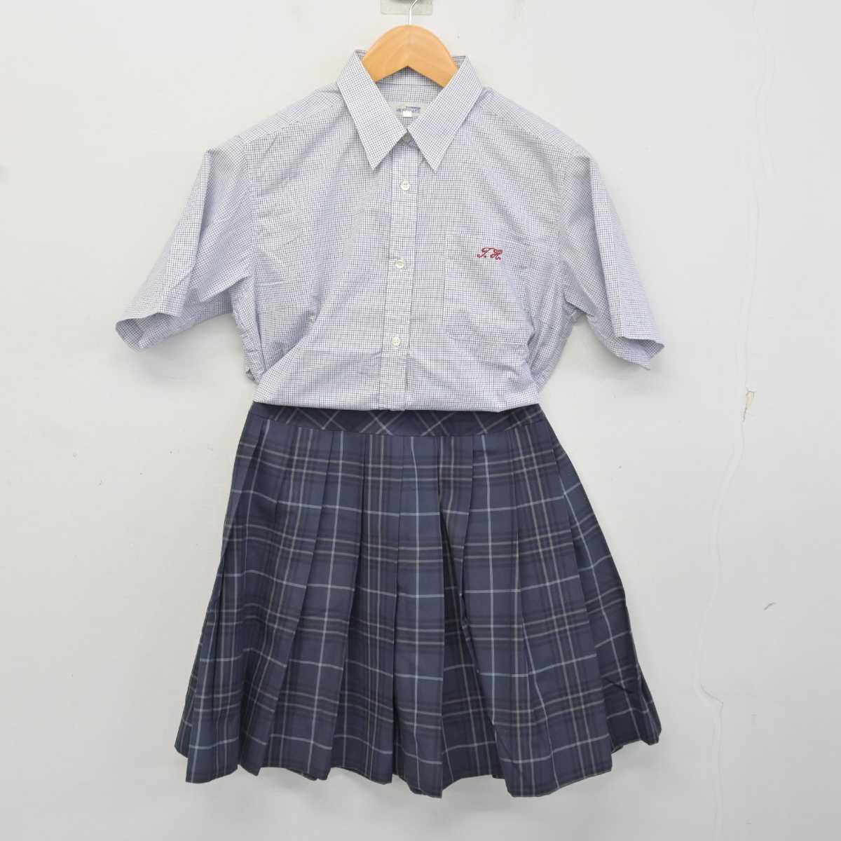 【中古】宮城県 築館高等学校 女子制服 3点 (ニットベスト・シャツ・スカート) sf080864