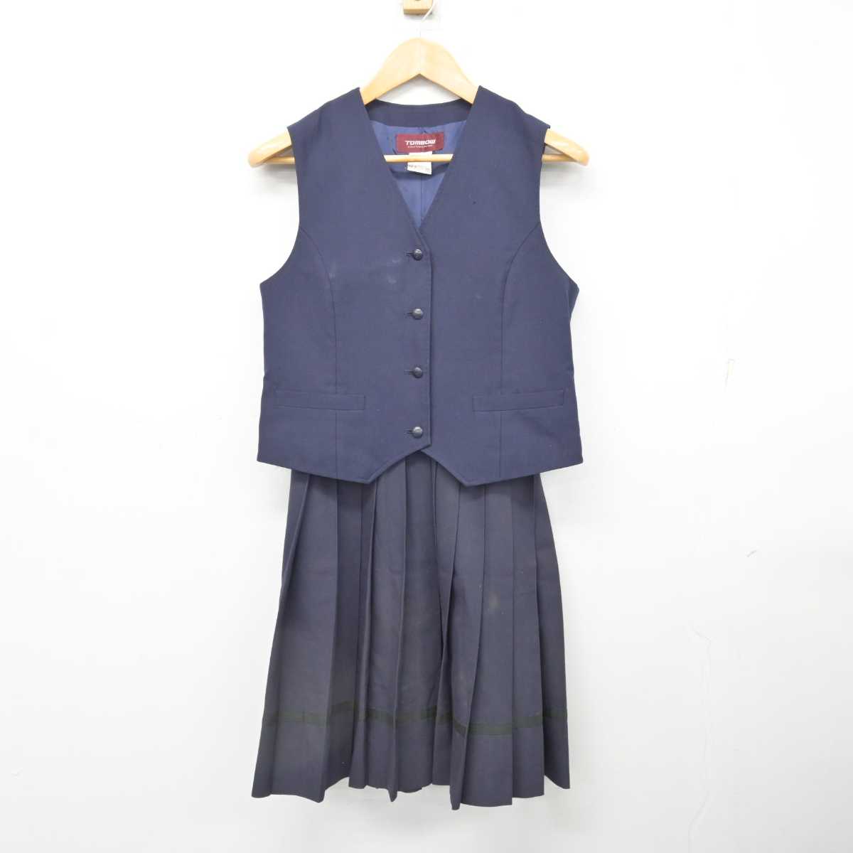 【中古】岡山県 津山中学校・高等学校 女子制服 2点 (ベスト・スカート) sf080883