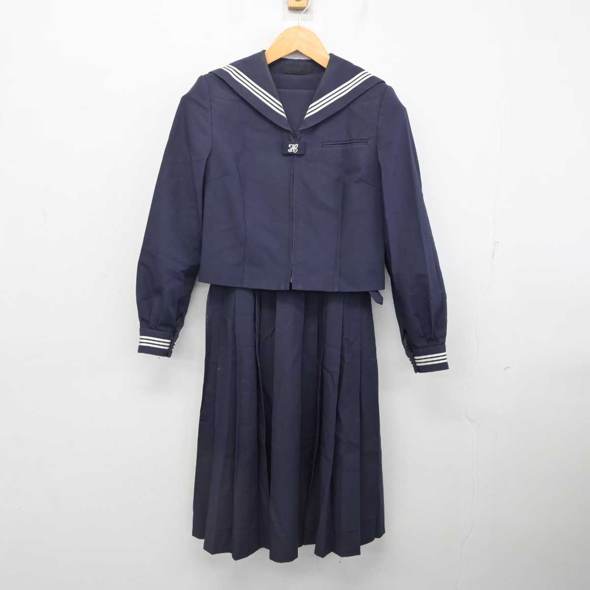 【中古】東京都 瑞江中学校 女子制服 2点 (セーラー服・ジャンパースカート) sf080935