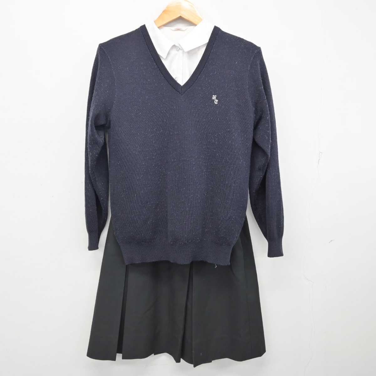 【中古】新潟県 長岡商業高等学校 女子制服 5点 (ブレザー・ニット・シャツ・スカート) sf081102