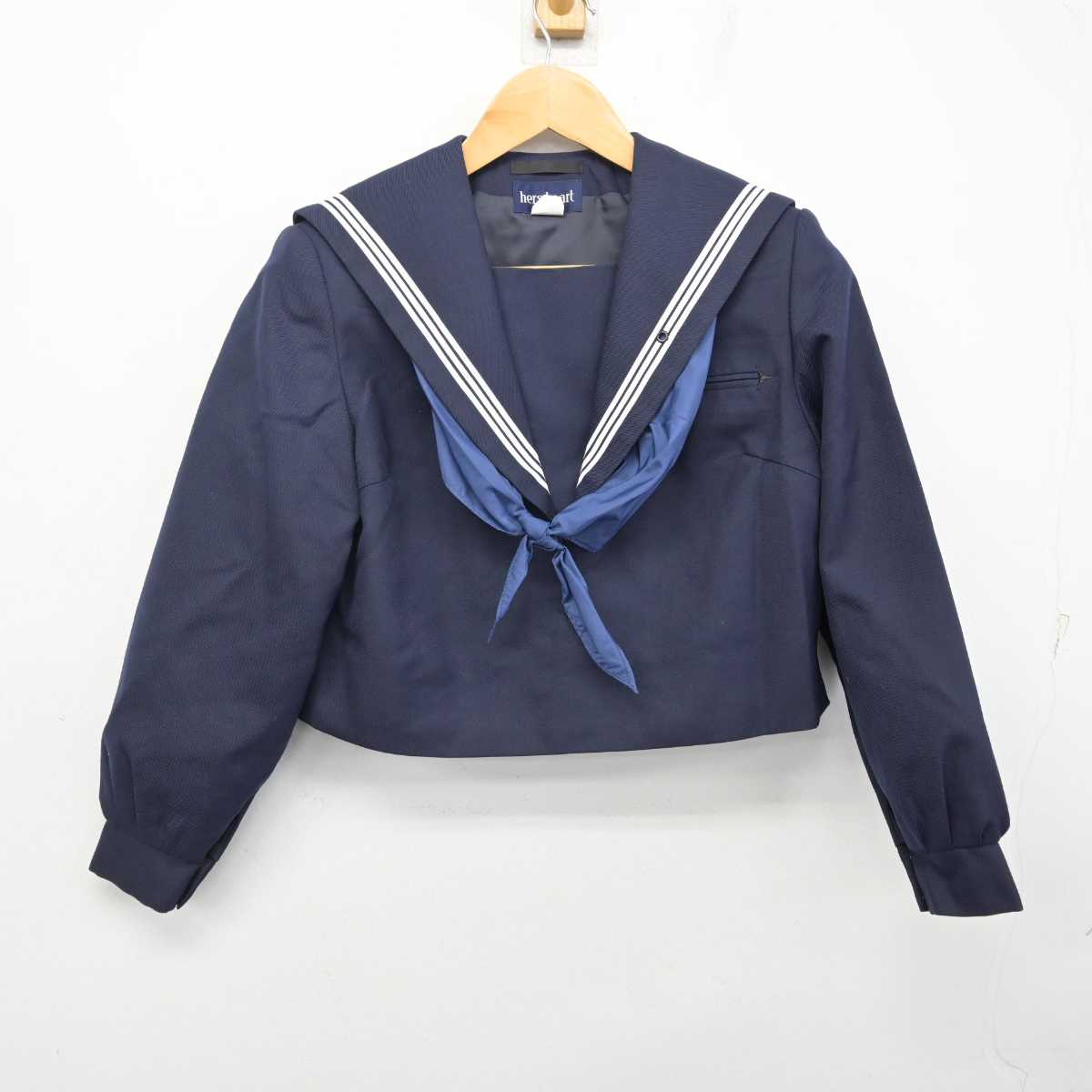 【中古】福岡県 香椎高等学校 女子制服 3点 (セーラー服・ジャンパースカート) sf081125