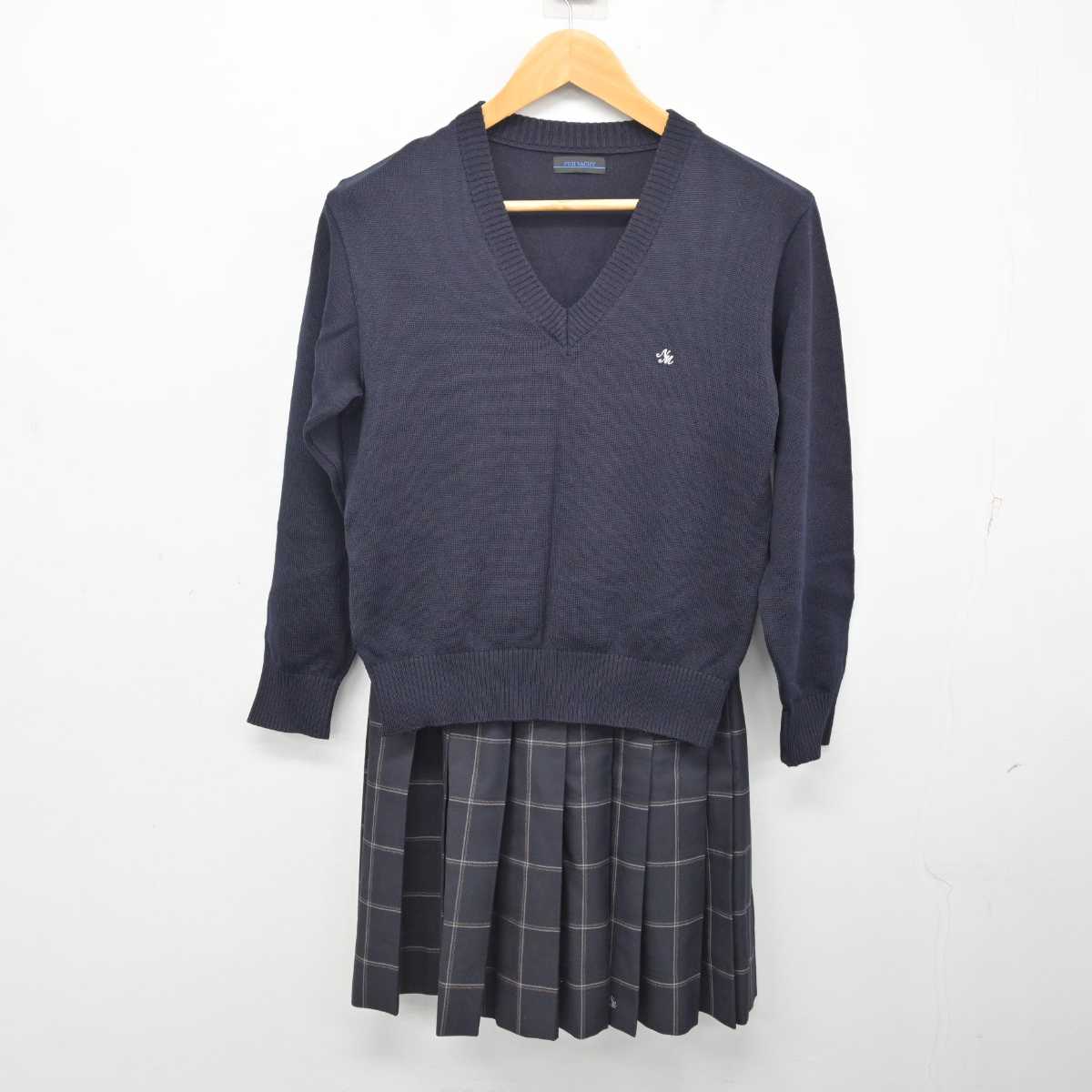 中古】千葉県 流山南高等学校 女子制服 4点 (ブレザー・ニット