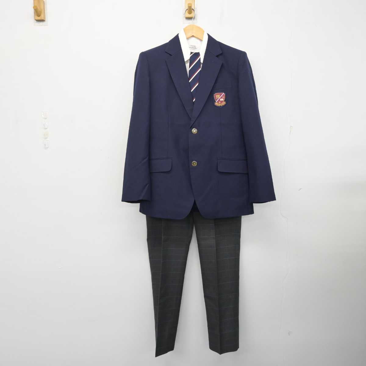 【中古】栃木県 壬生高等学校 男子制服 4点 (ブレザー・シャツ・ズボン) sf081403