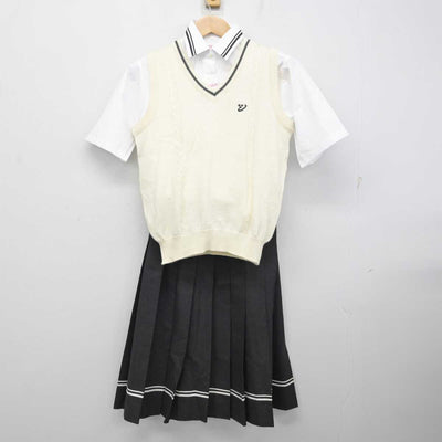 【中古】広島県 銀河学院高等学校 女子制服 3点 (ニットベスト・シャツ・スカート) sf081438