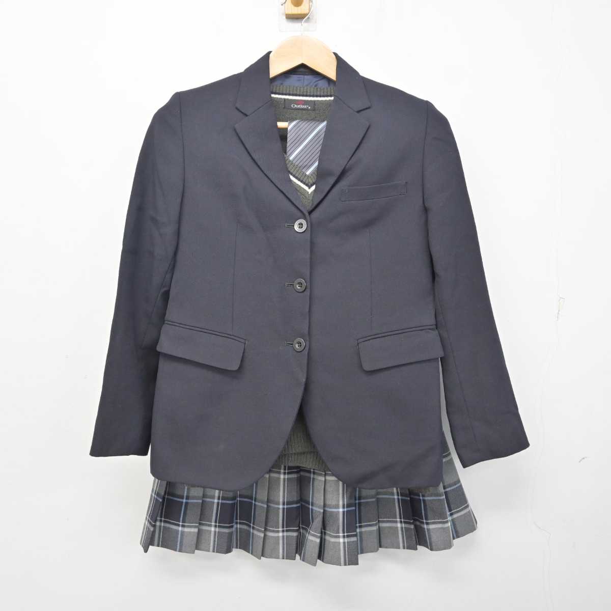 【中古】北海道 札幌啓北商業高等学校 女子制服 4点 (ブレザー・ニット・スカート) sf081470