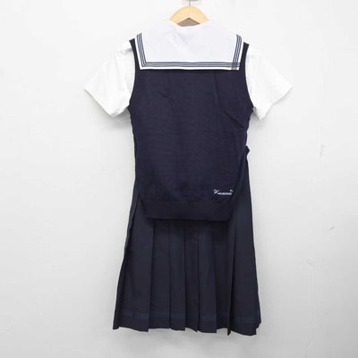 【中古】長崎県 活水中学校・高等学校 女子制服 3点 (ニットベスト・ブラウス・スカート) sf081515