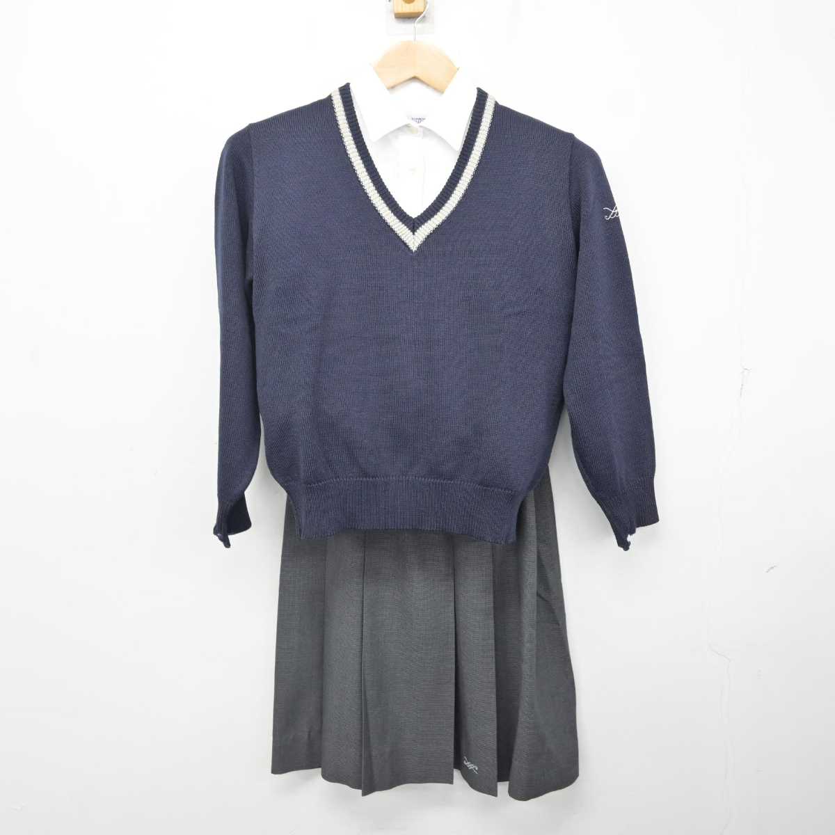 【中古】広島県 舟入高等学校 女子制服 5点 (ブレザー・ニット・シャツ・スカート) sf081541