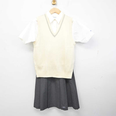 【中古】広島県 舟入高等学校 女子制服 3点 (ニットベスト・シャツ・スカート) sf081543