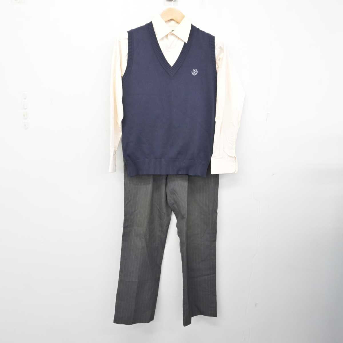 【中古】東京都 日出高等学校 男子制服 3点 (ニットベスト・シャツ・ズボン) sf081559