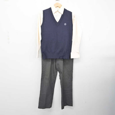 【中古】東京都 日出高等学校 男子制服 3点 (ニットベスト・シャツ・ズボン) sf081559