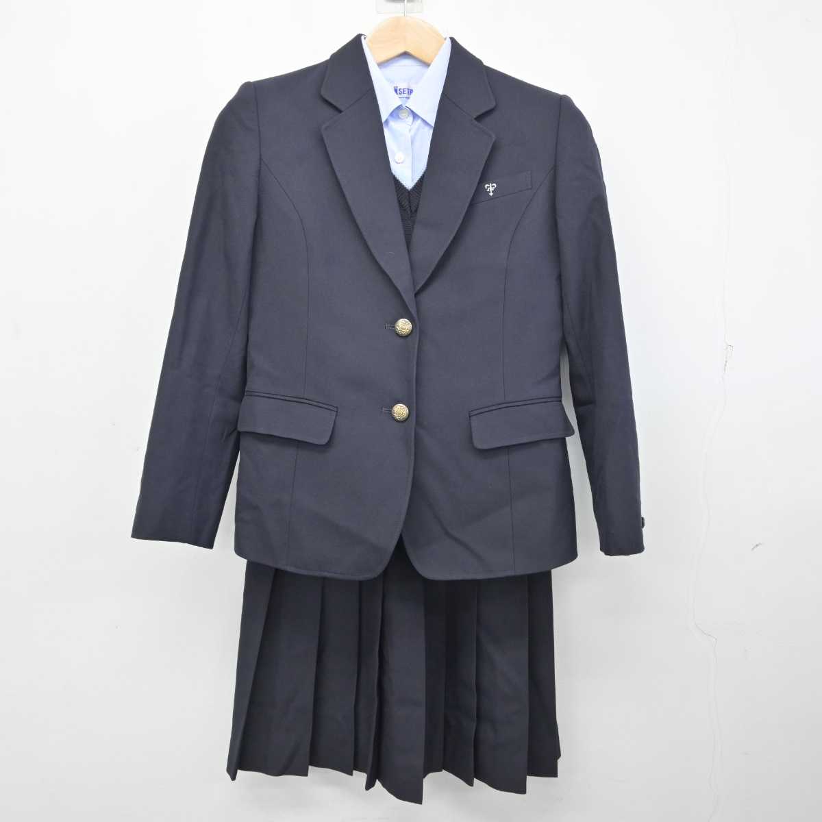 【中古】東京都 日本大学鶴ヶ丘高等学校 女子制服 4点 (ブレザー・ニット・シャツ・スカート) sf081613